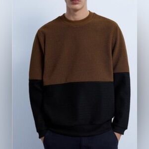 Zara Crewneck Sweater in Brown & Black large